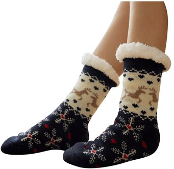 Vrouwen Winter Kerst Sokken Katoen Print Thicken Anti-slip Warme Fleece Sokken Vrouwelijke harajuku Dames Grappige Sokken streetwear marine