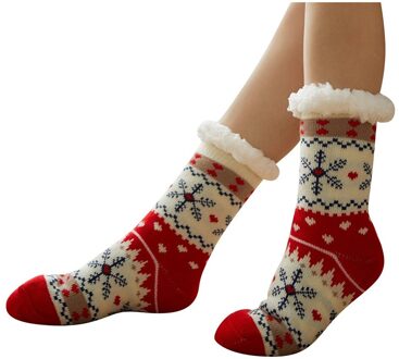 Vrouwen Winter Kerst Sokken Katoen Print Thicken Anti-slip Warme Fleece Sokken Vrouwelijke harajuku Dames Grappige Sokken streetwear rood B