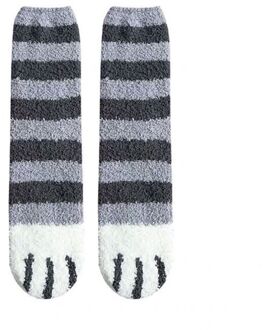 Vrouwen Winter Pluizige Fuzzy Warm Slipper Sokken Leuke Meow Kat Poten Print Kousen model--2