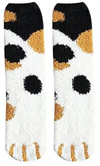 Vrouwen Winter Pluizige Fuzzy Warm Slipper Sokken Leuke Meow Kat Poten Print Kousen model--3