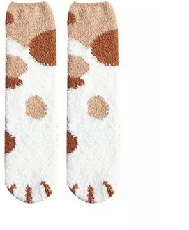 Vrouwen Winter Pluizige Fuzzy Warm Slipper Sokken Leuke Meow Kat Poten Print Kousen model--4
