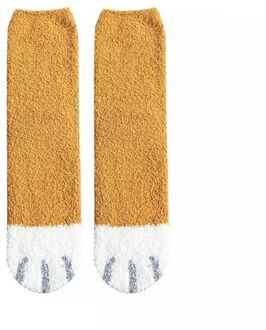 Vrouwen Winter Pluizige Fuzzy Warm Slipper Sokken Leuke Meow Kat Poten Print Kousen model--6
