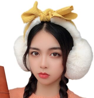 Vrouwen Winter Thicken Fluffy Pluche Oorbeschermers Leuke Zoete Strik Hoofdband Outdoor Winddicht Opvouwbare Oorwarmers Covers Haar Hoepel wit