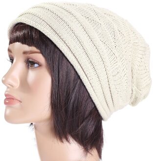 Vrouwen Winter Warm Casual Cap Hip Hop Gebreide Wol Slouchy Hoeden Haak Ski Beanie Hoed Vrouwelijke Zachte Baggy Mutsen lady & & 7 wit