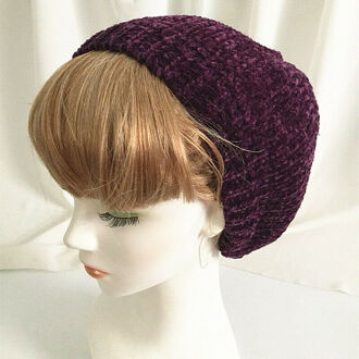 Vrouwen Winter Warm Gebreide Baret Hoeden Chenille volwassen vrouwelijke Vrouwelijke Kunstenaar Casual Ski Cap voor meisje Chapeau femme Paars