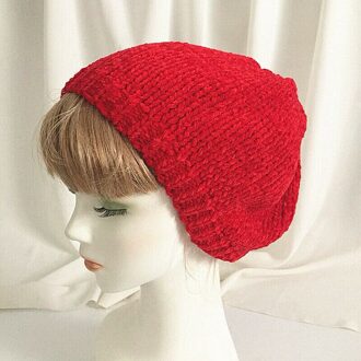 Vrouwen Winter Warm Gebreide Baret Hoeden Chenille volwassen vrouwelijke Vrouwelijke Kunstenaar Casual Ski Cap voor meisje Chapeau femme Rood