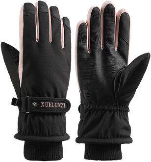 Vrouwen Winter Warme Handschoenen Winddicht Thermische Handschoenen Touch Screen Pu Lederen Handschoen Rijden Ski Handschoenen #40 zwart