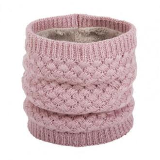Vrouwen Winter Wrap Ring Dikke Warme Zachte Ademend Breien Sjaal Halsdoek Roze