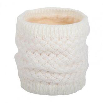 Vrouwen Winter Wrap Ring Dikke Warme Zachte Ademend Breien Sjaal Halsdoek wit