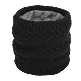 Vrouwen Winter Wrap Ring Dikke Warme Zachte Ademend Breien Sjaal Halsdoek zwart