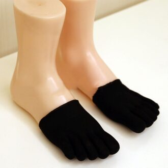 Vrouwen Zachte Sokken Met Onzichtbare Voorvoet Kussen Voet Peds & Liners Sokken Anti-Slip Voering Open Teen Heelless Liner katoen Sok A2--zwart