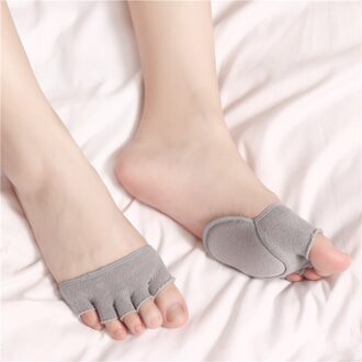 Vrouwen Zachte Spons Half Palm Anti-Slip Voering Sokken Open Teen Heelless Liner Socken Onzichtbare Voorvoet Kussen Voet Pad sok grijs Open Toes
