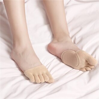 Vrouwen Zachte Spons Half Palm Anti-Slip Voering Sokken Open Teen Heelless Liner Socken Onzichtbare Voorvoet Kussen Voet Pad sok khaki Full Toes