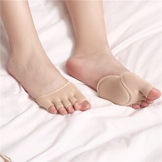Vrouwen Zachte Spons Half Palm Anti-Slip Voering Sokken Open Teen Heelless Liner Socken Onzichtbare Voorvoet Kussen Voet Pad sok khaki Open Toes