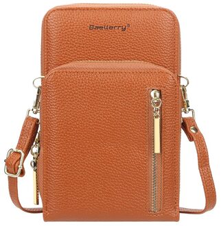 Vrouwen Zakken Zomer Mini Vrouwelijke Schoudertassen Dubbele Rits Pocket Vrouwen Tassen Leuke Kleine Tassen Voor meisje bruin