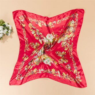 Vrouwen Zijden Sjaal 90*90Cm Lady Vierkante Sjaals Bloemenprint Zijde Satijn Hoofd Sjaals Hoofddoek Shawl sjaals Voor Meisjes 10
