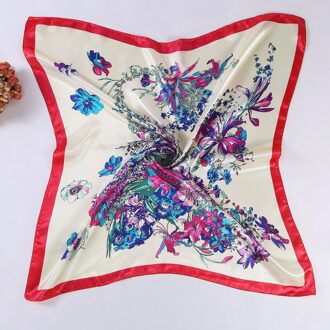 Vrouwen Zijden Sjaal 90*90Cm Lady Vierkante Sjaals Bloemenprint Zijde Satijn Hoofd Sjaals Hoofddoek Shawl sjaals Voor Meisjes 2