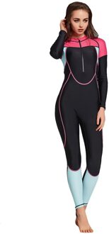 Vrouwen Zomer Effen Zonnebrandcrème Lange Mouwen Rits Een Stuk Zwemmen Surfen Snorkelen Duiken Overall Badpak Stroje Kapielowe # G4 blauw / Xl