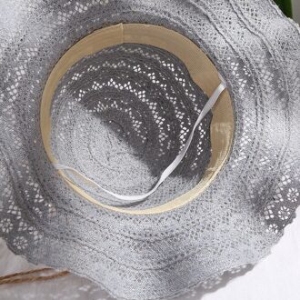Vrouwen Zomer Hoed Ademend Hoed Strand Zonnehoed Hollow Out Bandage Cap grijs