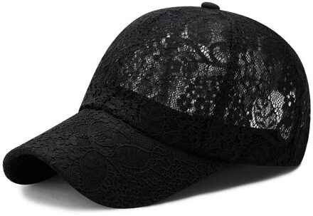 Vrouwen Zomer Kant Hoed Baseball Cap Ademend Mesh Meisjes Hip Hop Vrouwelijke Caps Verstelbare zwart
