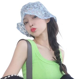 Vrouwen Zomer Mode Kant Zonnehoed Emmer Hollow Out Cap Mesh Ademende Cap Strand Casual Dames Zoete Zon Caps