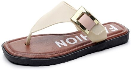 Vrouwen Zomer Vintage Rome Slippers Casual Schoenen Strand Vrouwelijke Slipper Sandalen Zomer Thuis Platte Slippers Schoenen Scarpe Donna wit / 40