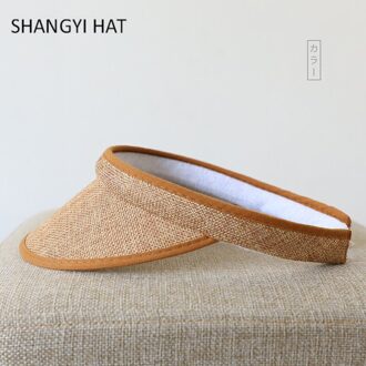 Vrouwen Zomer Vizieren Hoed Katoen Linnen Zonnehoed Breed Grote Rand Strand Hoeden Stro Hoed Chapeau Femme Strand Uv bescherming Caps khaki