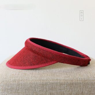 Vrouwen Zomer Vizieren Hoed Katoen Linnen Zonnehoed Breed Grote Rand Strand Hoeden Stro Hoed Chapeau Femme Strand Uv bescherming Caps rood