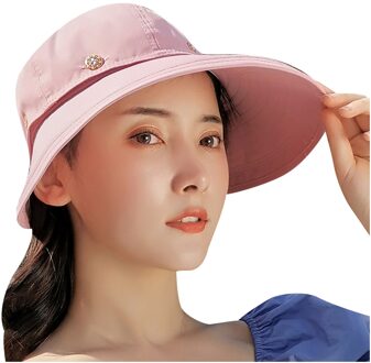 Vrouwen Zomer Zon Bescherming Outdoor Zonnehoed Pet Pure Kleur Sunbonnet Fedora Outdoor Visser Hoed Strand Cap roze