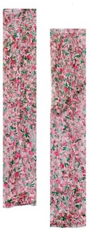 Vrouwen Zomer Zonnebrandcrème Gerimpelde Bloemen Kant Arm Sleeves Cover Candy Kleur Mesh Uv-bescherming Rijden Fingeless Handschoenen roze
