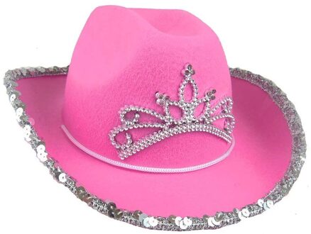 Vrouwen Zon Schild Roze Cowboy Hoed Met Shiny Sequin Westerse Land Cowgirl Cap Outdoor Zomer Reizen Cap Brede Rand Voelde hoeden