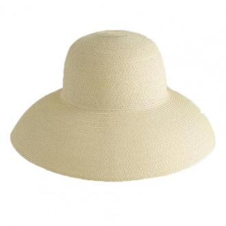 Vrouwen Zonnehoed Brede Rand Anti-Ultraviolet Opvouwbare Effen Kleur Straw Hat Cap Zomer Strand Uv-bescherming Caps Eenvoudige opvouwbare Hoeden wit