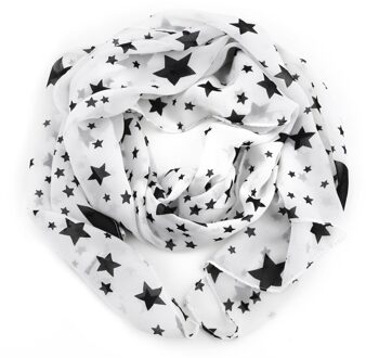 Vrouwen Zwart Wit Sterren Sjaal Chiffon Sjaal Grote Sjaal Zachte Comfortabele Mode Alle Seizoenen Noodzaak Sjaals