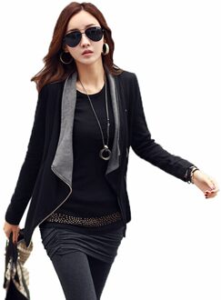 Vrouwen Zwarte Rits Vest Trui Lange Mouwen Slanke Vesten Gedrapeerde Kraag Vrouwelijke Herfst Casual Vest Truien XL / 1