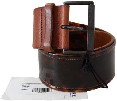 Vrouwenriem in donkerbruin leer met brede gesp - 30 inches