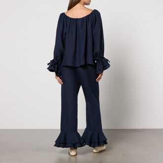 Vrouwenslaapstoel Cha Cha linnen loungeset in indigoblauw