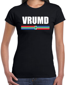 Vrumd met vlag Groningen t-shirts Gronings dialect zwart voor dames S