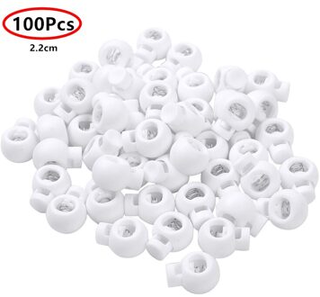 Vs Voorraad Cord Lock Toggle Clip Stopper Plastic Black Voor Tassen/Kleding Enkel Gat Koordvergrendeling Elastische Sliding Sluiting 50/100Pcs 100stk wit