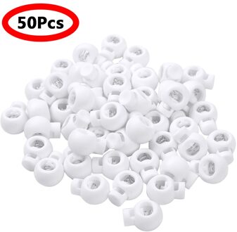 Vs Voorraad Cord Lock Toggle Clip Stopper Plastic Black Voor Tassen/Kleding Enkel Gat Koordvergrendeling Elastische Sliding Sluiting 50/100Pcs 50stk wit