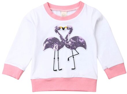 VS VOORRAAD Peuter Kids Baby Meisje Flamingo Lange Mouw Sweatshirts Pullover Tops T-Shirt A / 2T