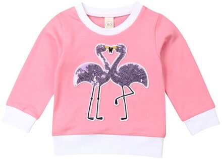 VS VOORRAAD Peuter Kids Baby Meisje Flamingo Lange Mouw Sweatshirts Pullover Tops T-Shirt B / 3T