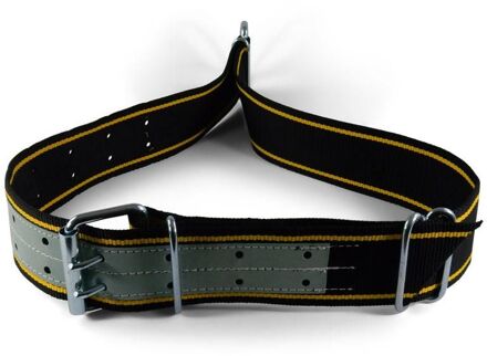 VSI Halsband voor stieren met leer versterkt zwart/geel