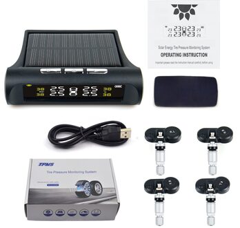 Vstm Tpms Lcd Display Auto Wireless Tire Bandenspanningscontrolesysteem 4 Externe Sensoren Voor Auto Solar Power intern sensor