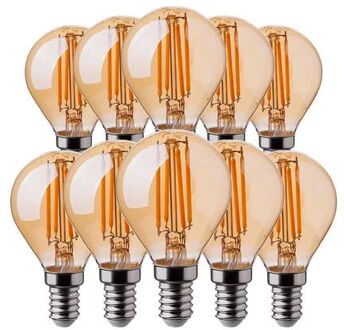 VT-1953-N 10 Set E14 LED Lampen - Amber - Golf - IP20 - 4W - Transparant
