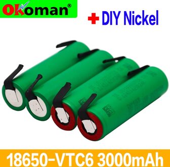 VTC6 3.7V 3000Mah 18650 Li-Ion Batterij 30A Ontlading Voor US18650VTC6 Gereedschap Batterijen + Diy Nikkel Lakens 2stk
