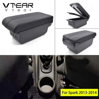 Vtear Voor Chevrolet Spark Accessoires Armsteun Auto Arm Rest Lederen Opbergdoos Usb Auto-Styling Center Console Automobiles rood draad