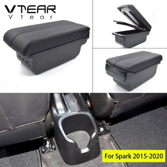 Vtear Voor Chevrolet Spark Accessoires Armsteun Auto Arm Rest Lederen Opbergdoos Usb Auto-Styling Center Console Automobiles USB rood draad