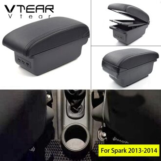 Vtear Voor Chevrolet Spark Accessoires Armsteun Auto Arm Rest Lederen Opbergdoos Usb Auto-Styling Center Console Automobiles zwart draad