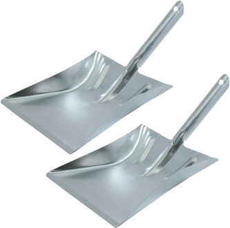 Vuilblik - 2x stuks - verzinkt metaal - 37 x 24 cm - stofblik