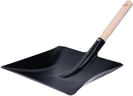 Vuilblik - metaal/hout - 40 x 20 cm - zwart - stofblik - ophang oog